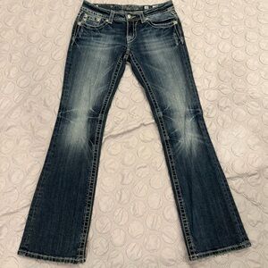 Miss Me Dark Wash Flare Jeans - Blue